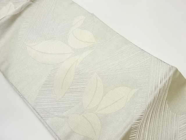 葉・曲線模様織出し名古屋帯